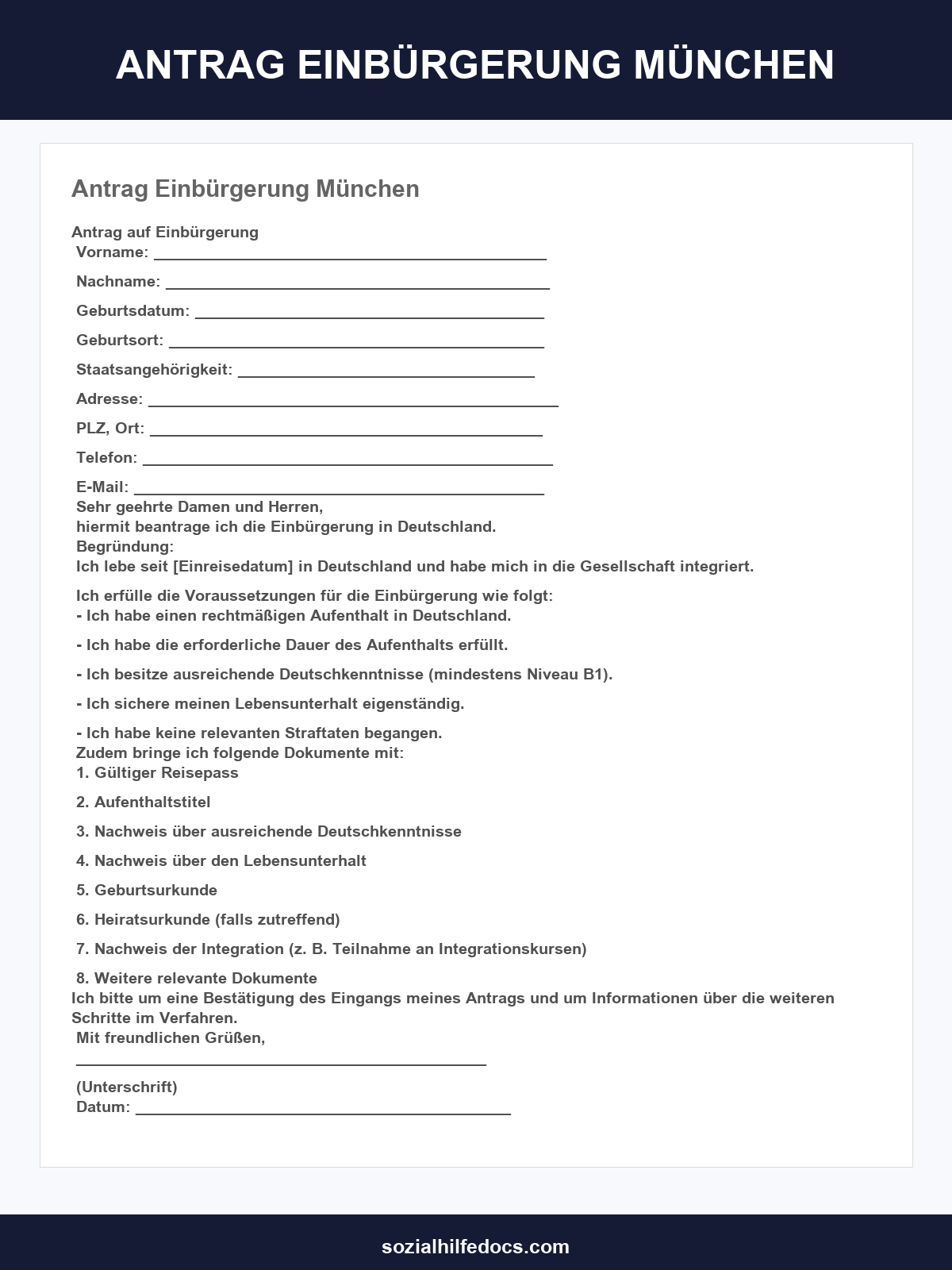 Antrag Einbürgerung München