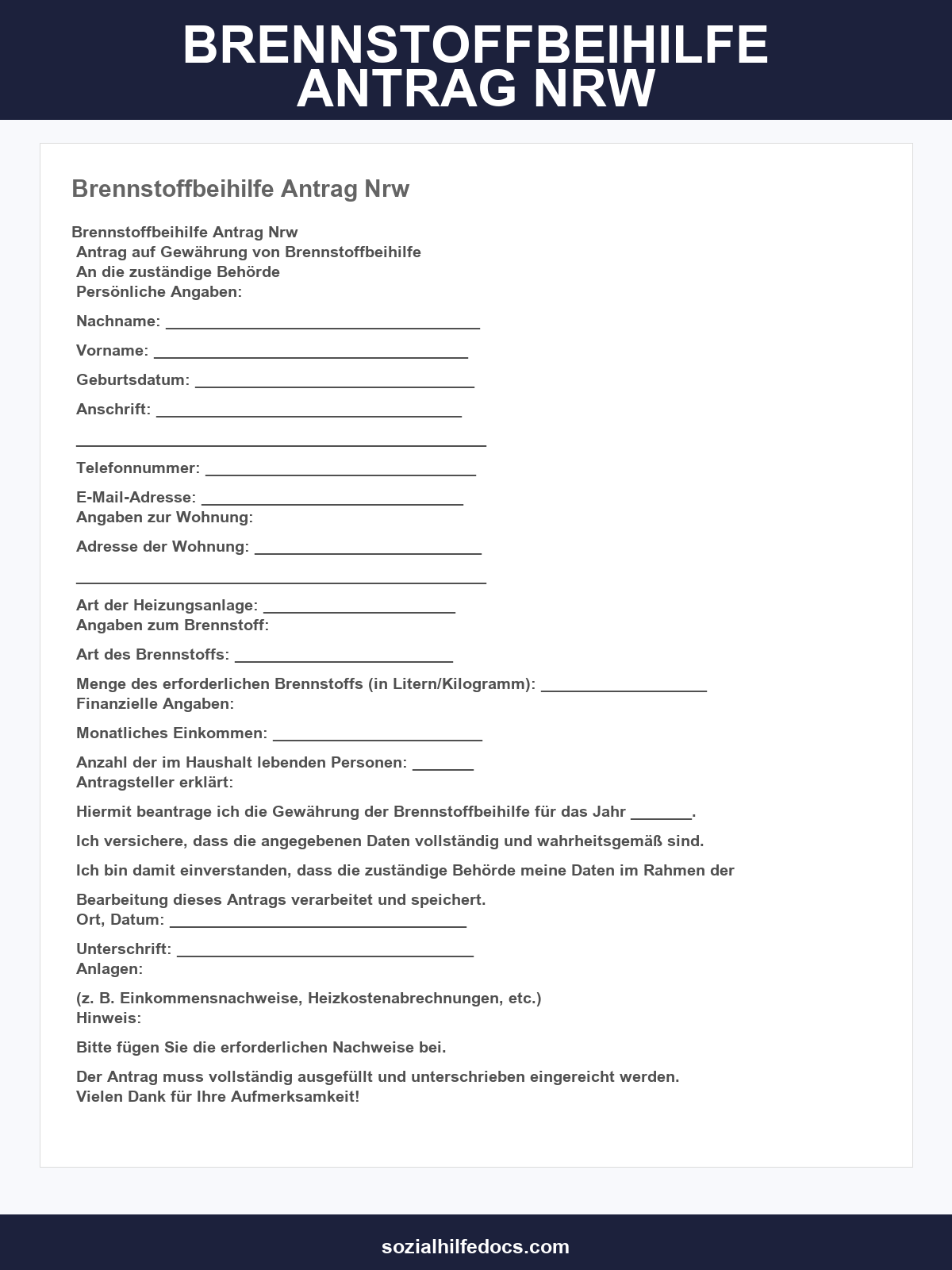 Brennstoffbeihilfe Antrag Nrw
