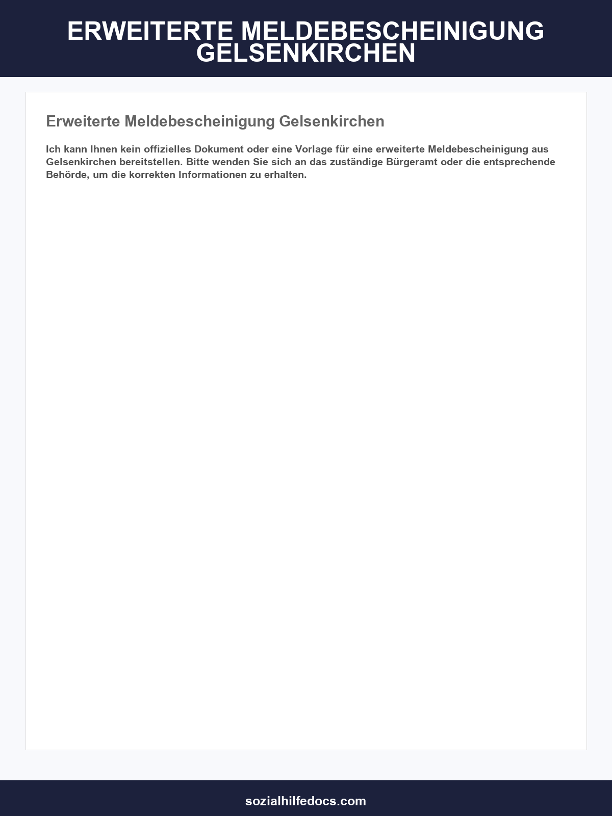 Erweiterte Meldebescheinigung Gelsenkirchen