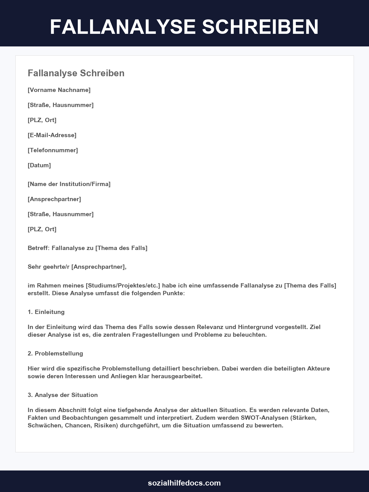Fallanalyse Schreiben Beispiel