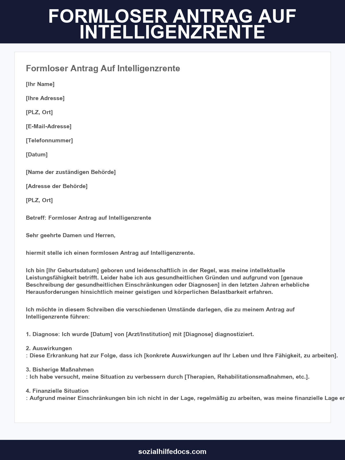 Formloser Antrag Auf Intelligenzrente
