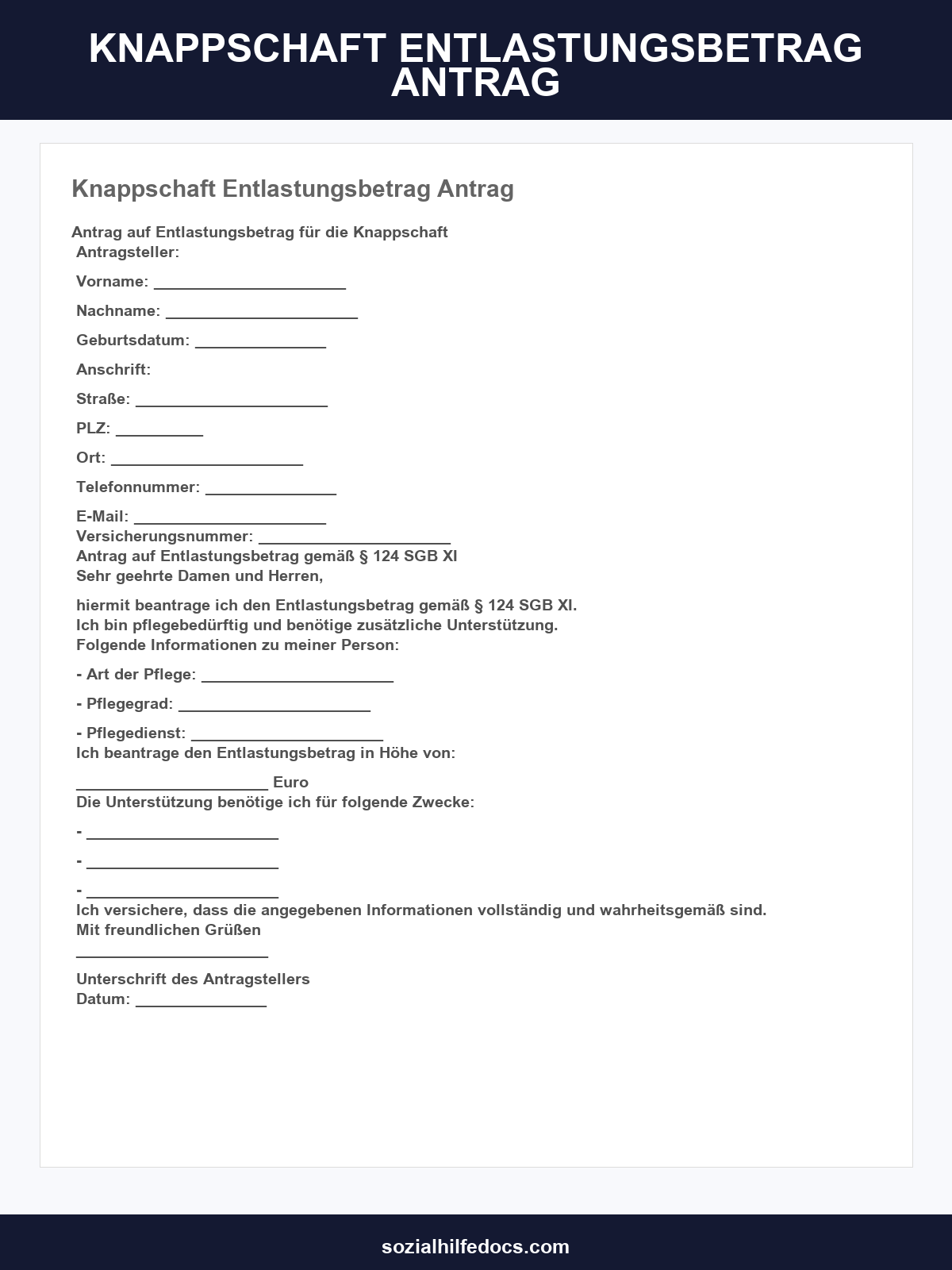 Knappschaft Entlastungsbetrag Antrag