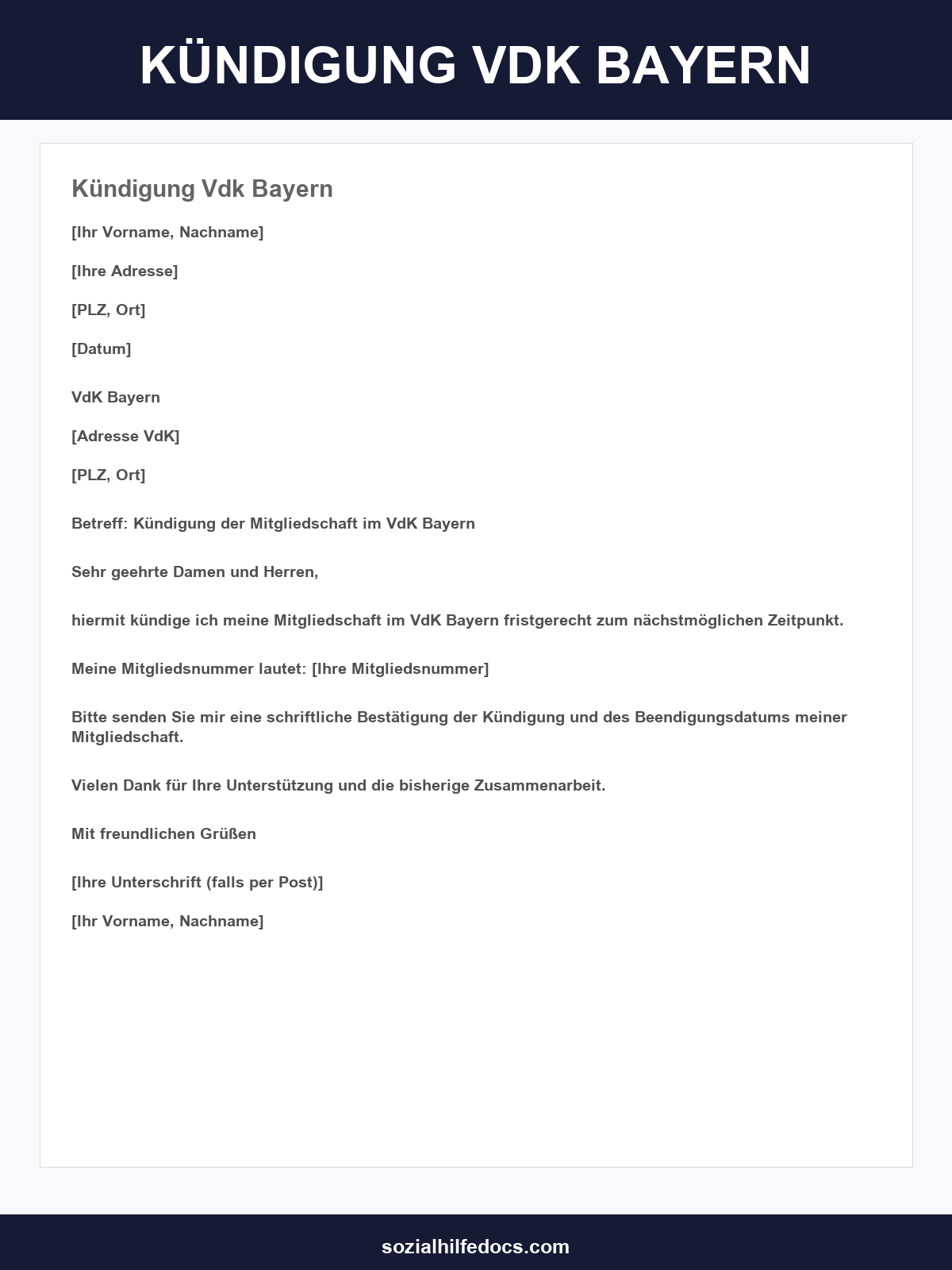 Kündigung Vdk Bayern Muster