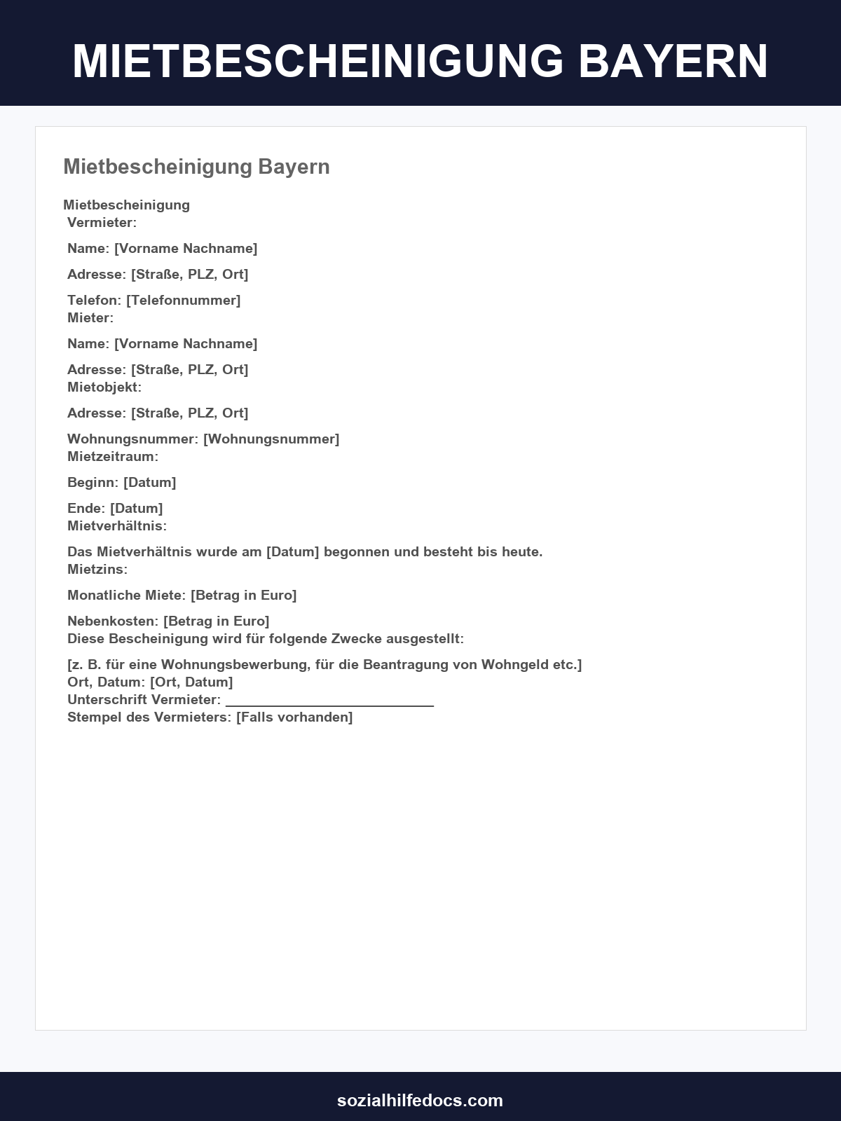 Mietbescheinigung Bayern