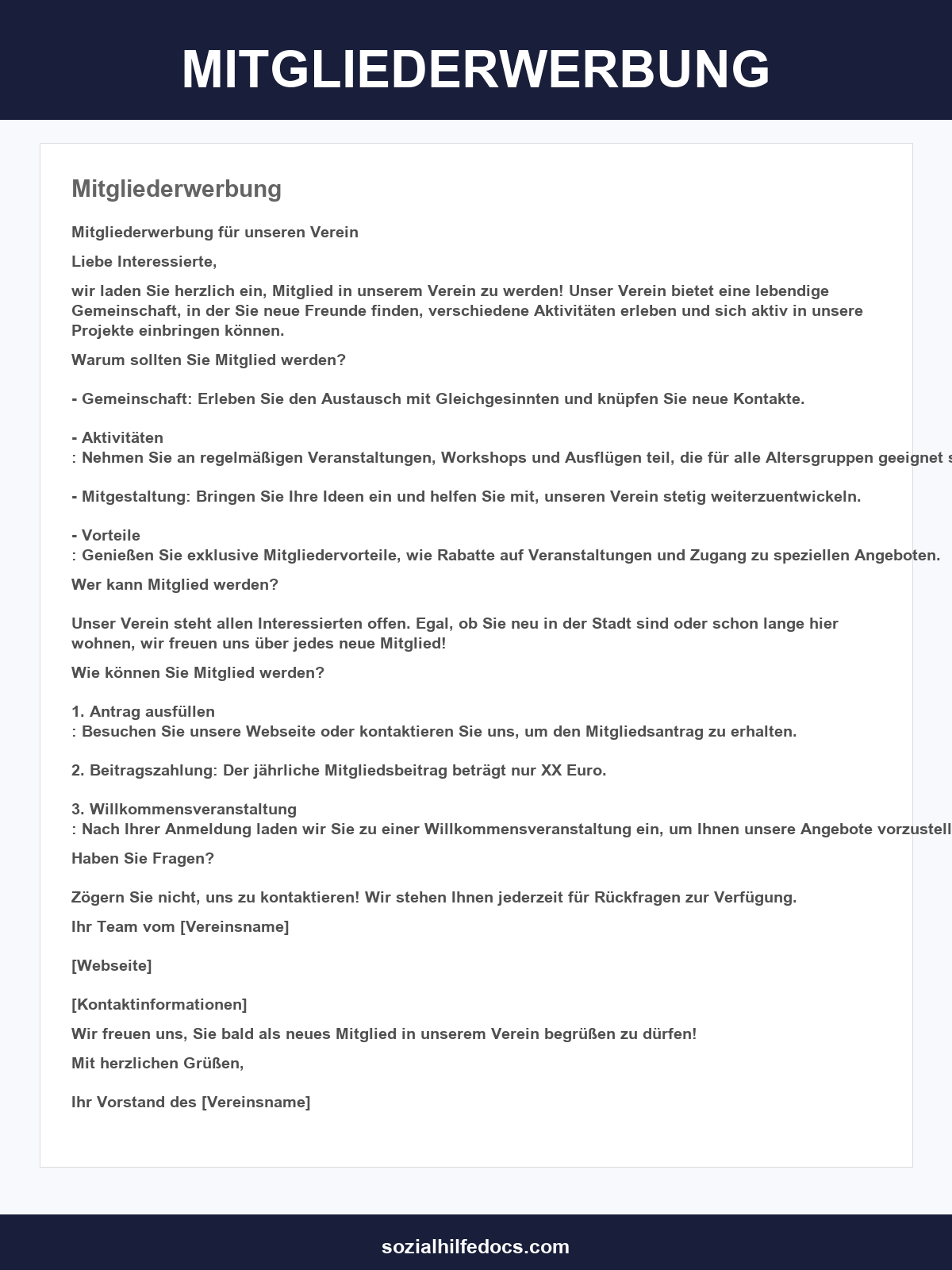 Musterbrief Mitgliederwerbung