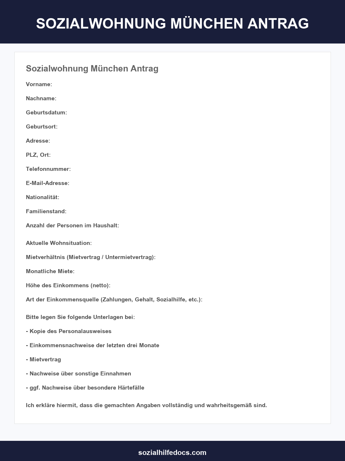 Sozialwohnung München Antrag