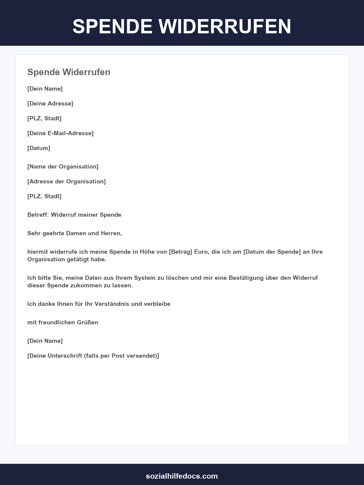 Spende Widerrufen Muster