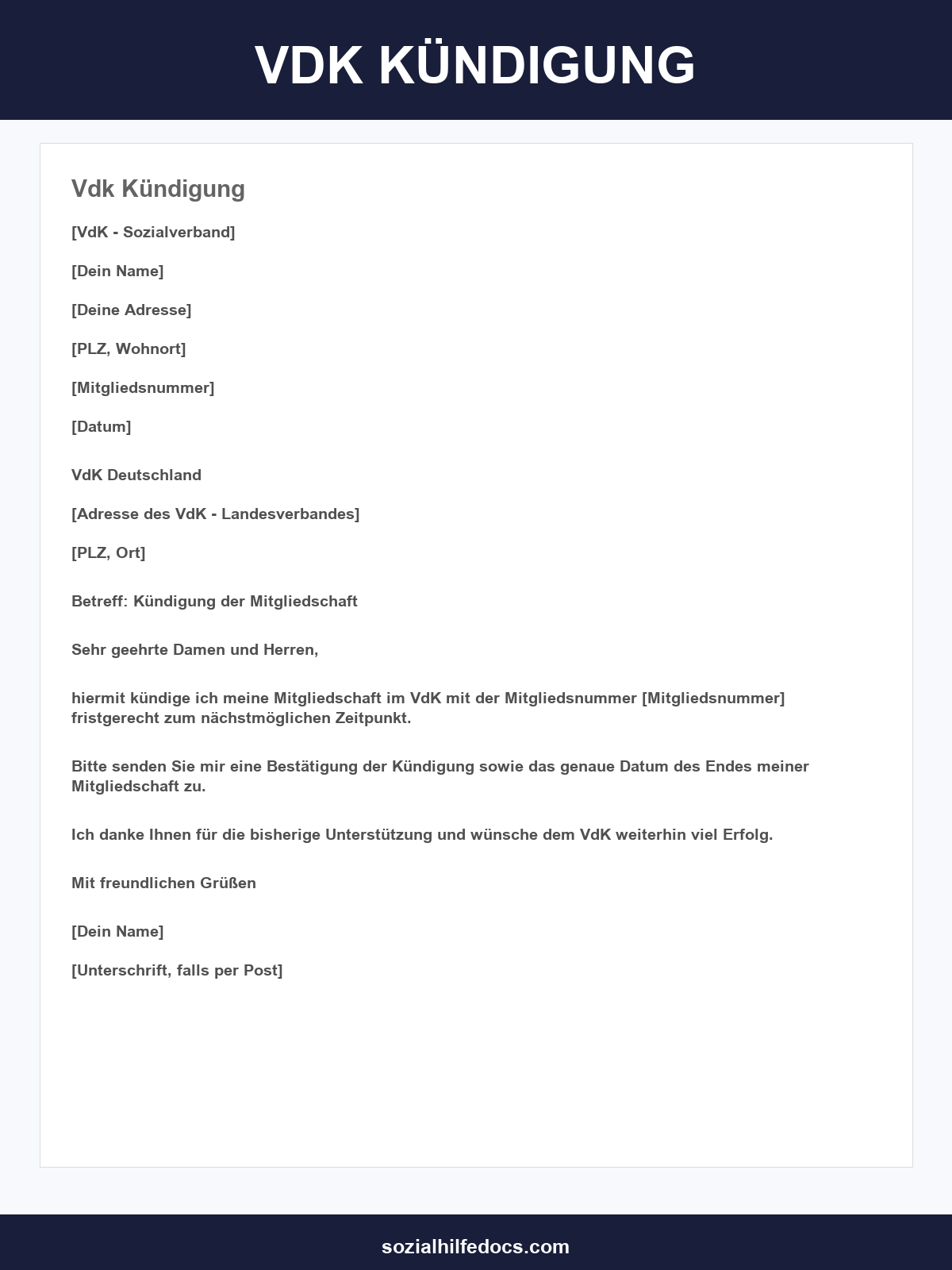 Vdk Kündigung Vorlage