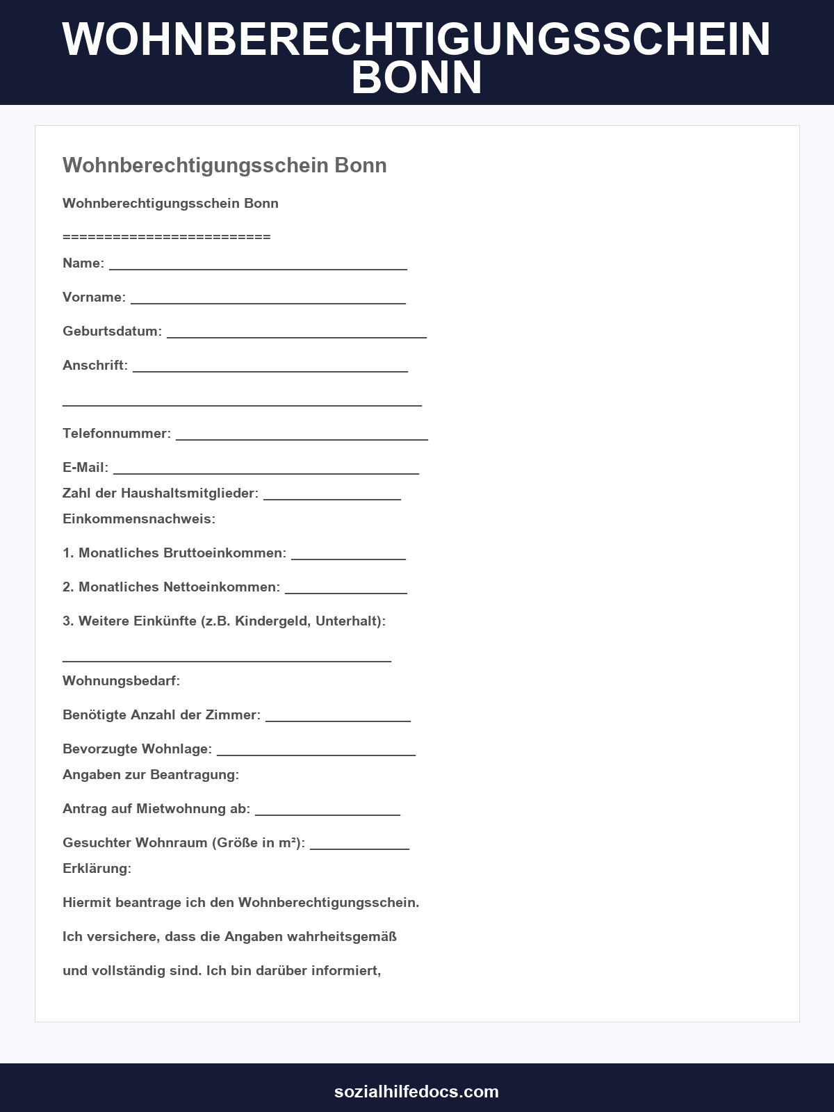 Wohnberechtigungsschein Bonn