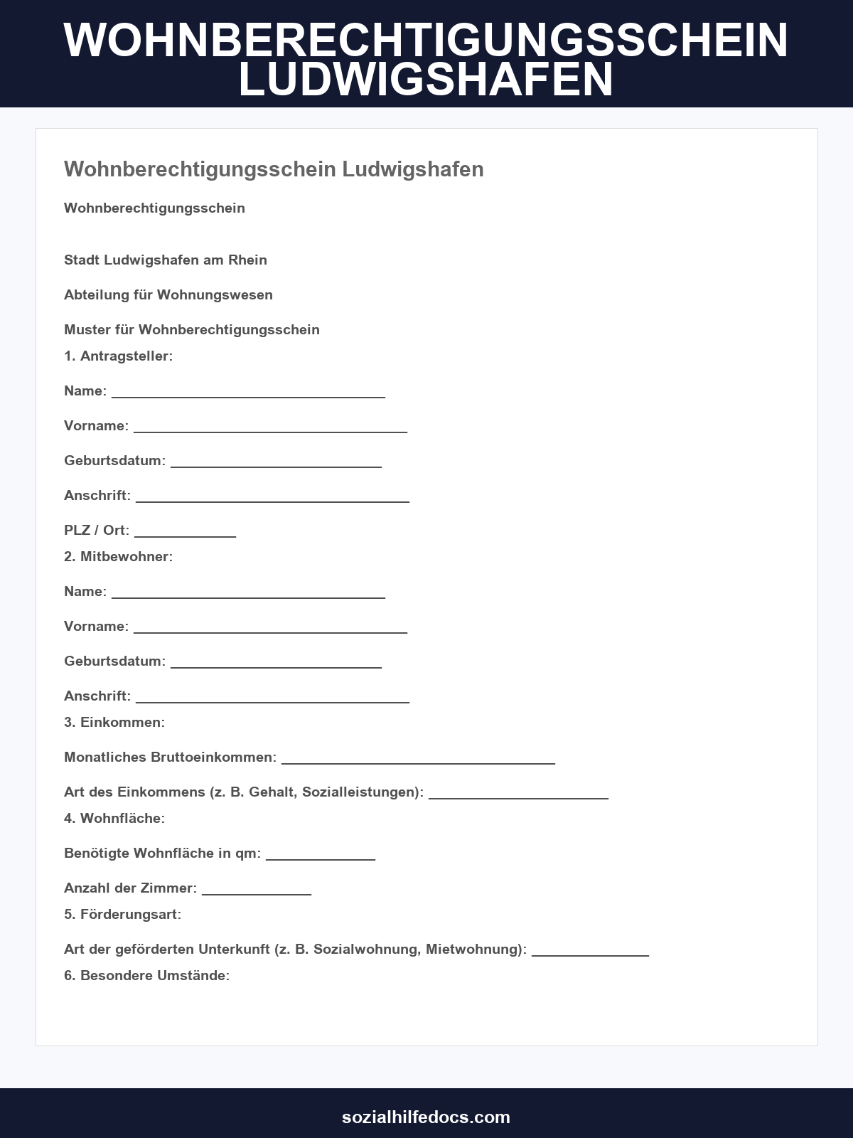 Wohnberechtigungsschein Ludwigshafen
