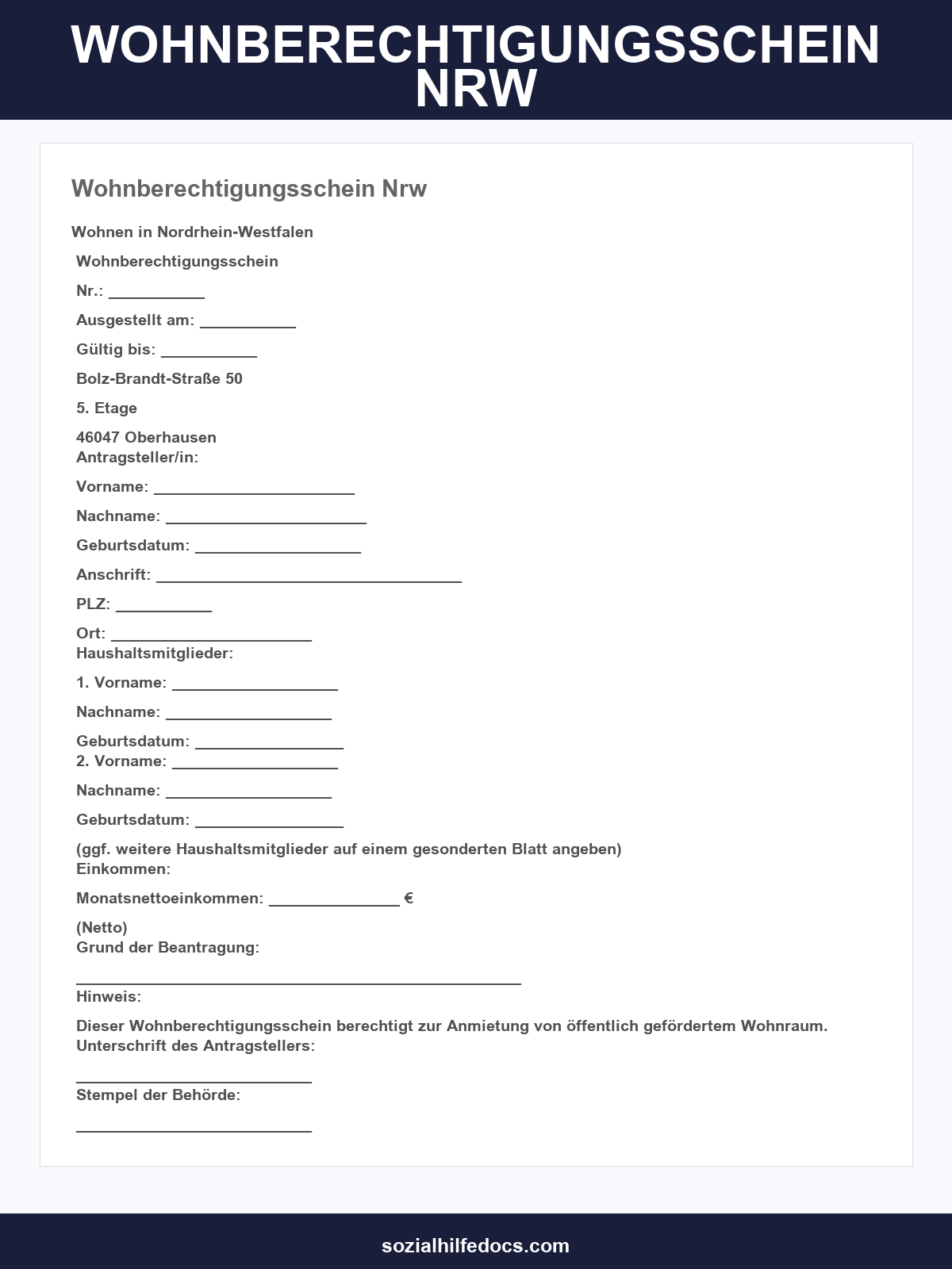 Wohnberechtigungsschein Nrw