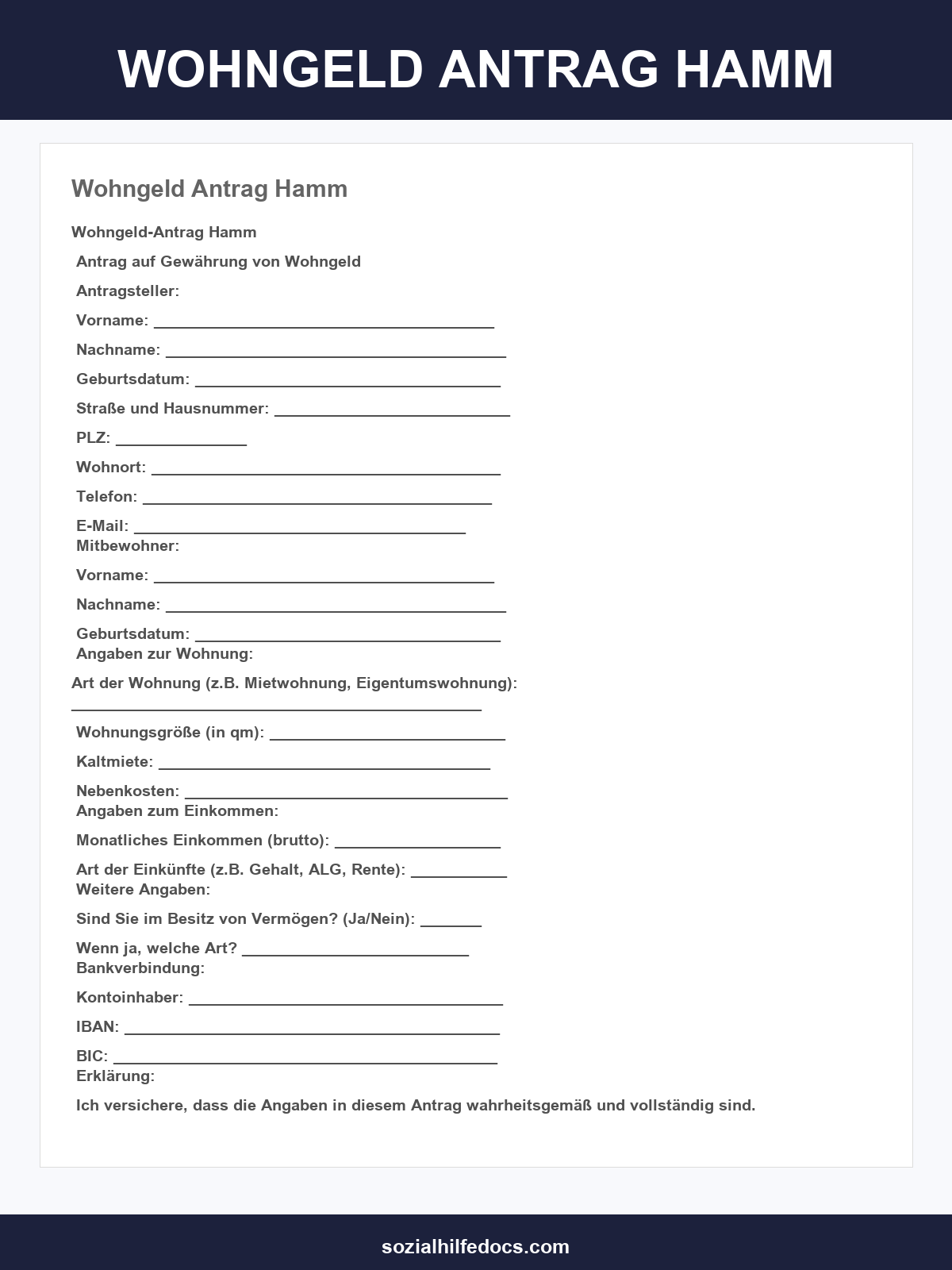 Wohngeld Antrag Hamm