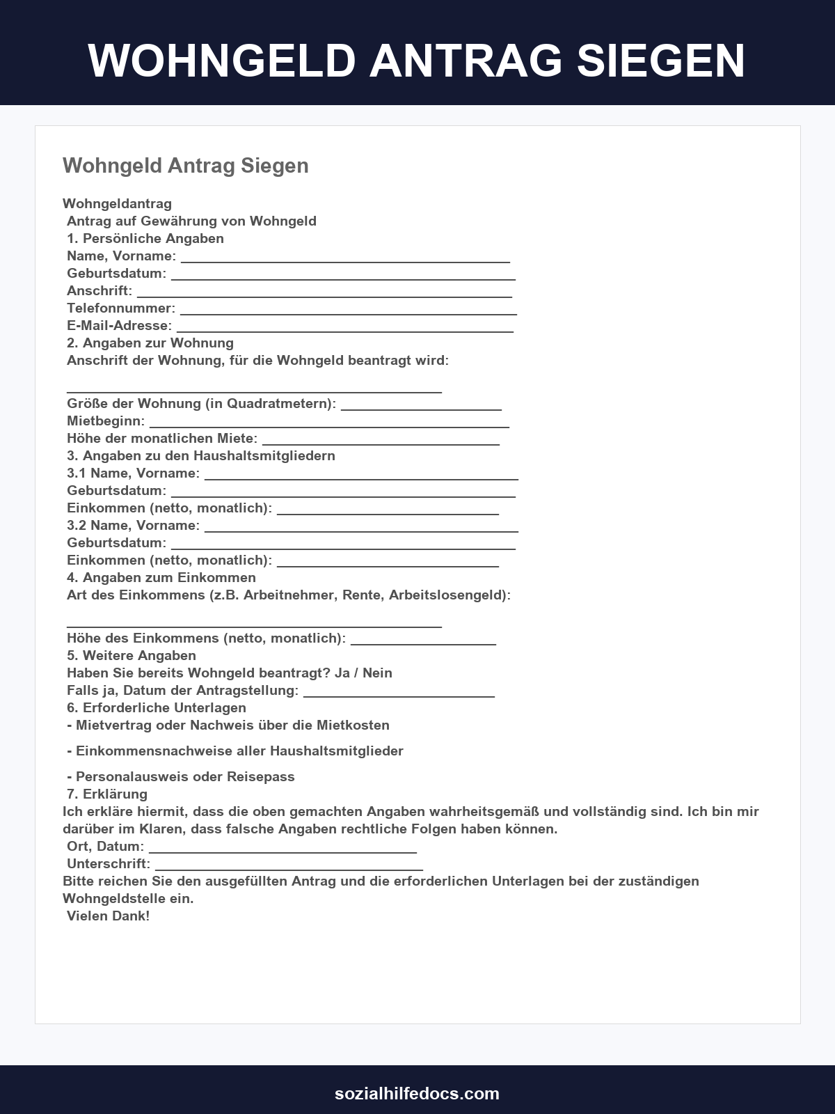 Wohngeld Antrag Siegen