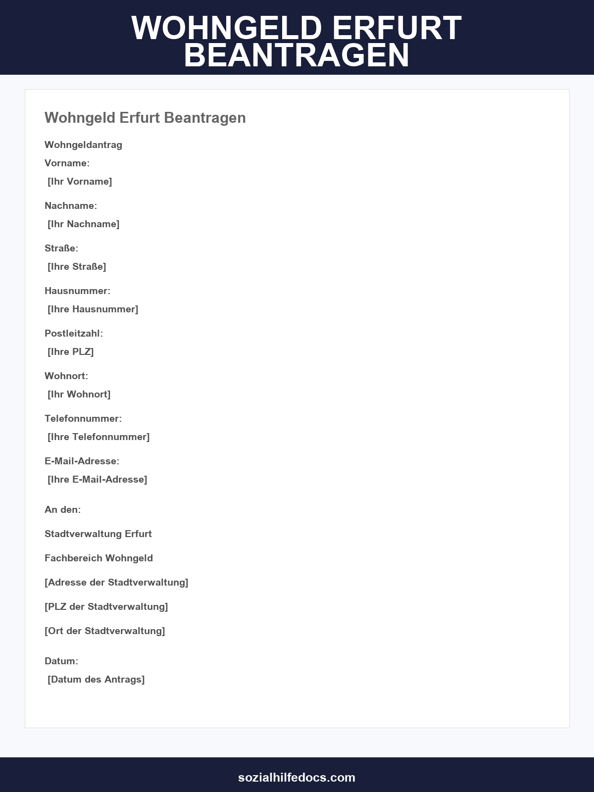 Wohngeld Erfurt Online Beantragen