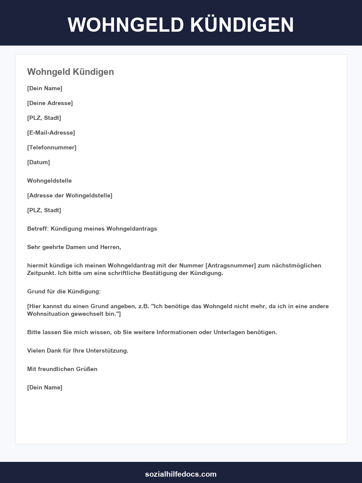 Wohngeld Kündigen Vorlage