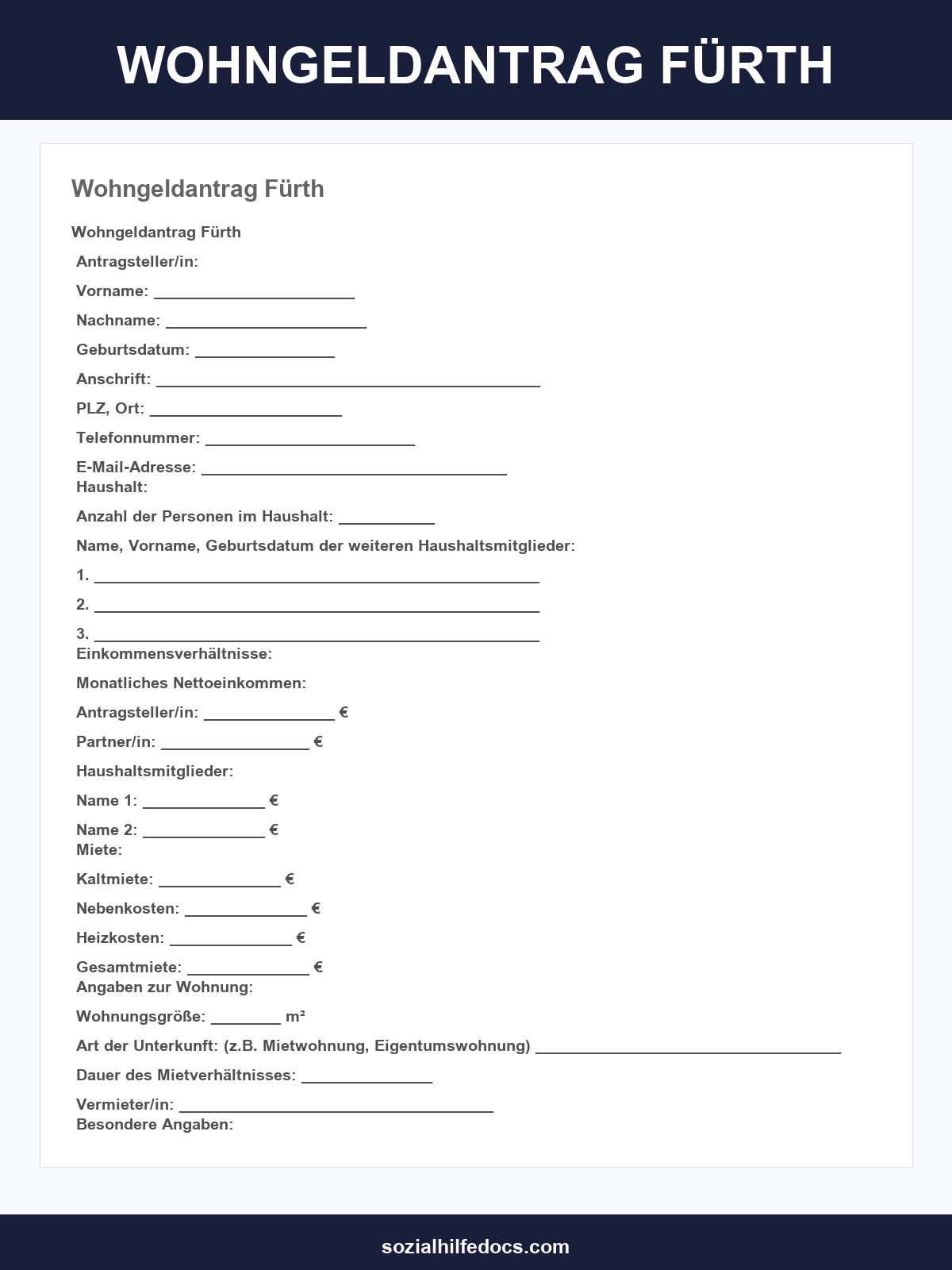 Wohngeldantrag Fürth