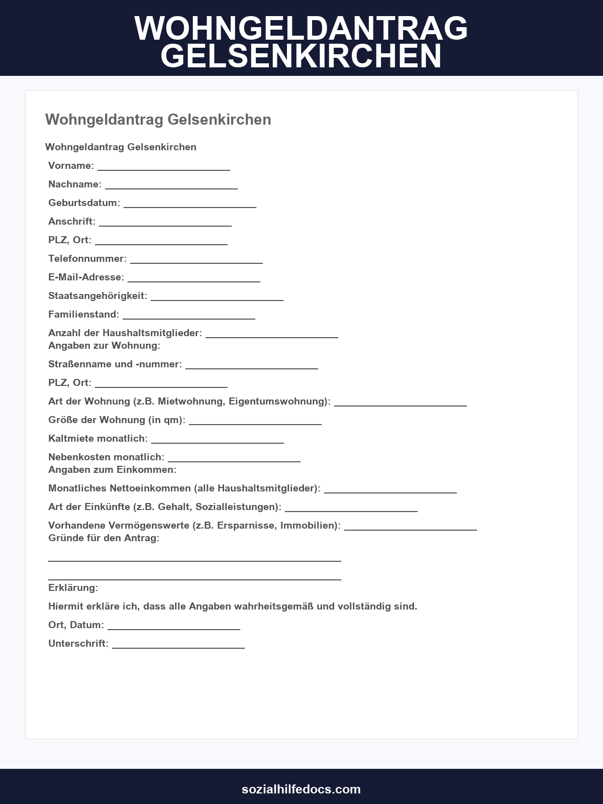 Wohngeldantrag Gelsenkirchen