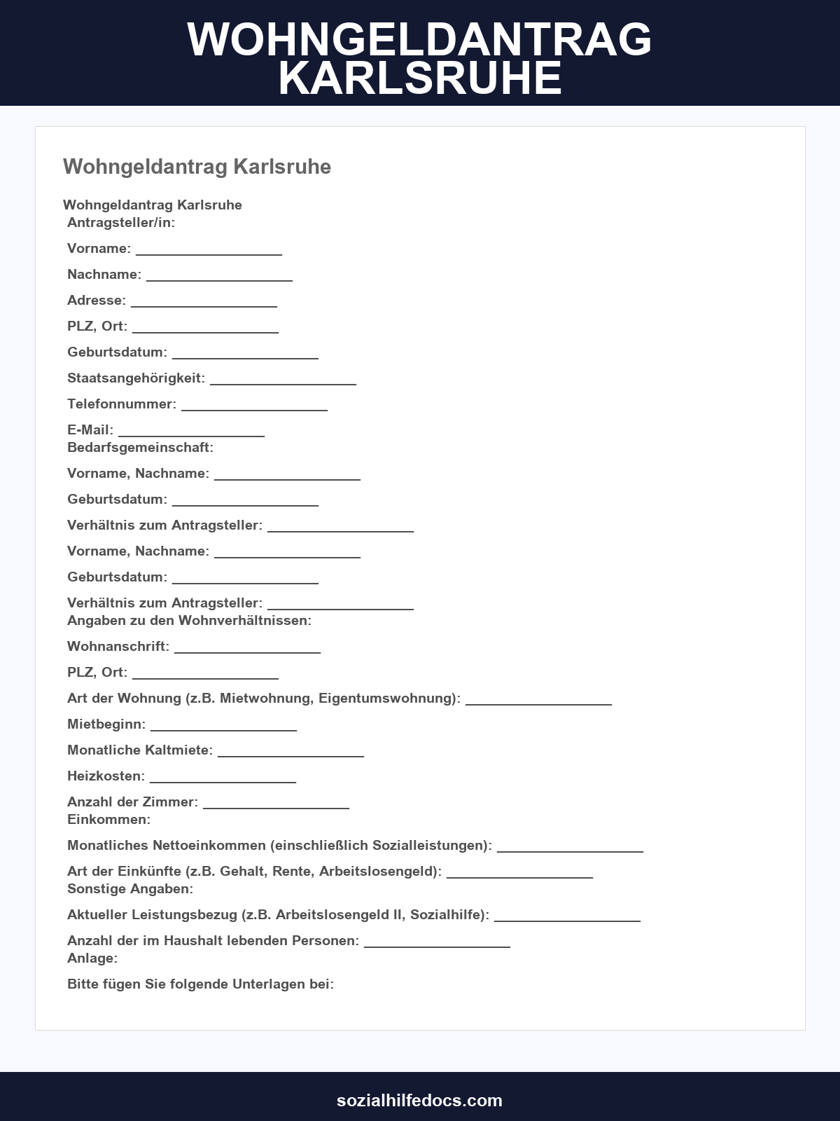 Wohngeldantrag Karlsruhe