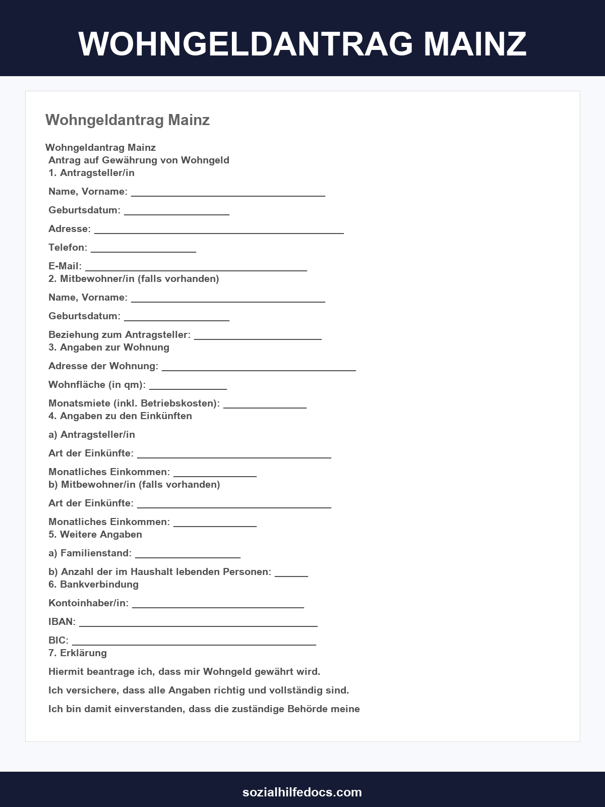 Wohngeldantrag Mainz