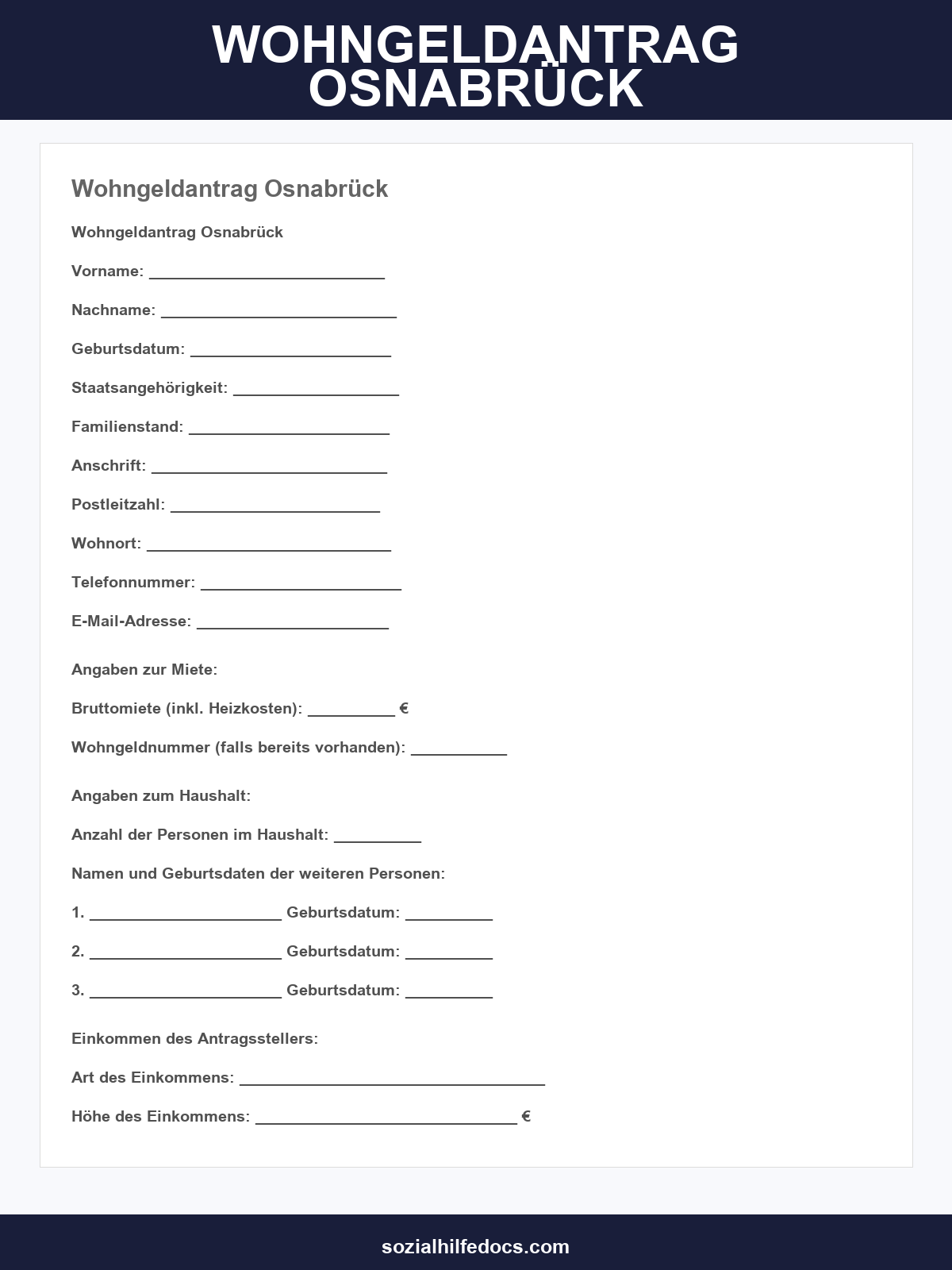 Wohngeldantrag Osnabrück