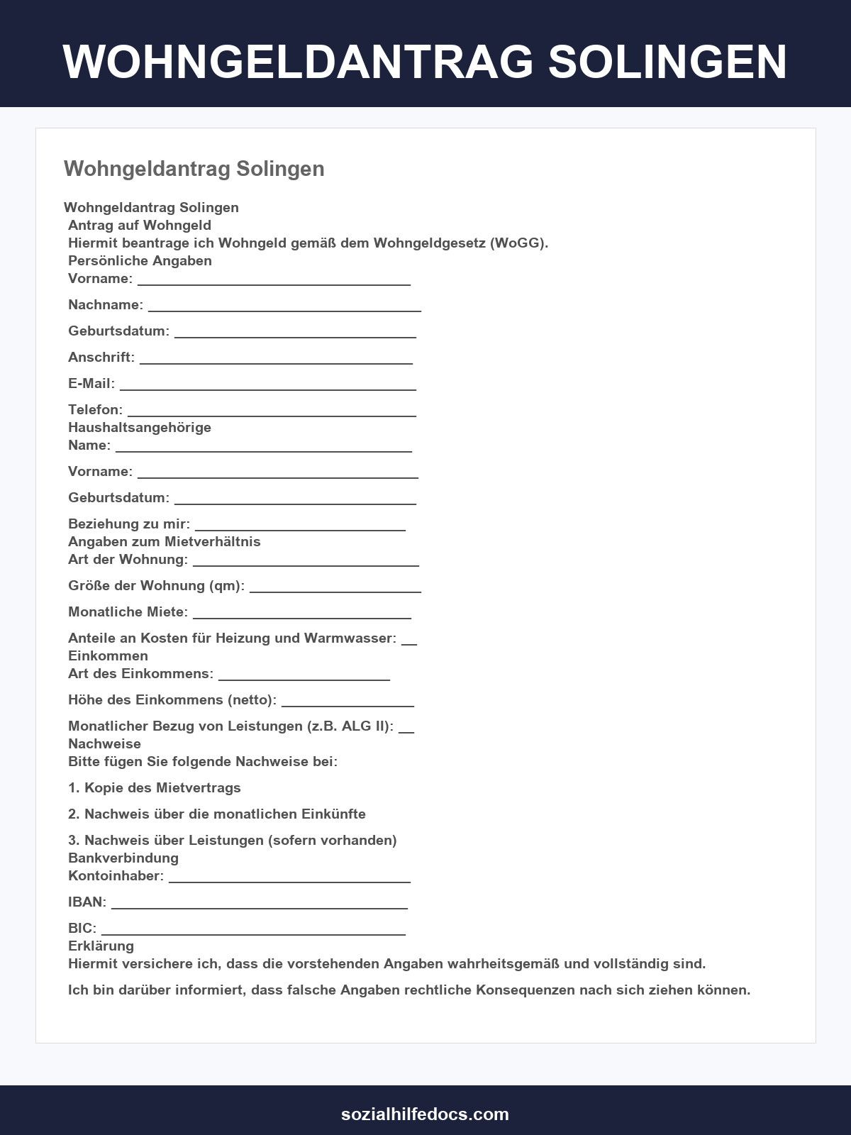 Wohngeldantrag Solingen