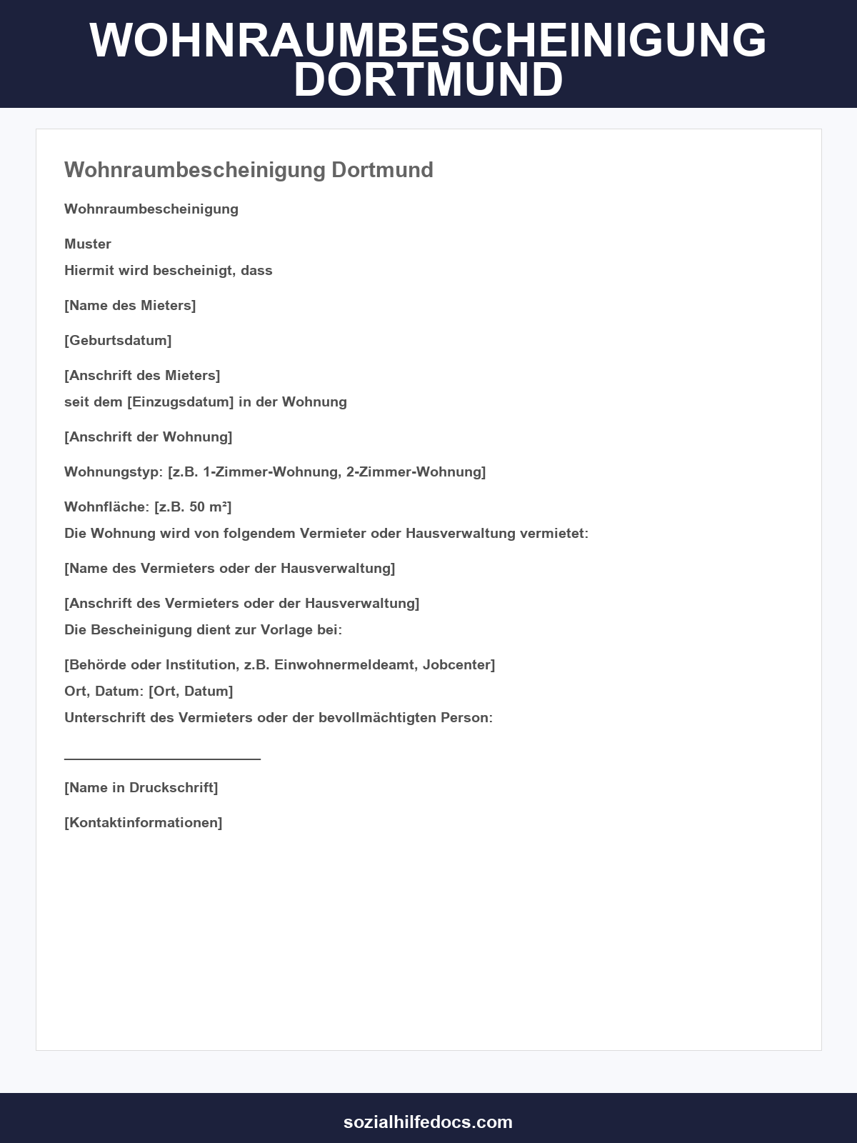 Wohnraumbescheinigung Dortmund